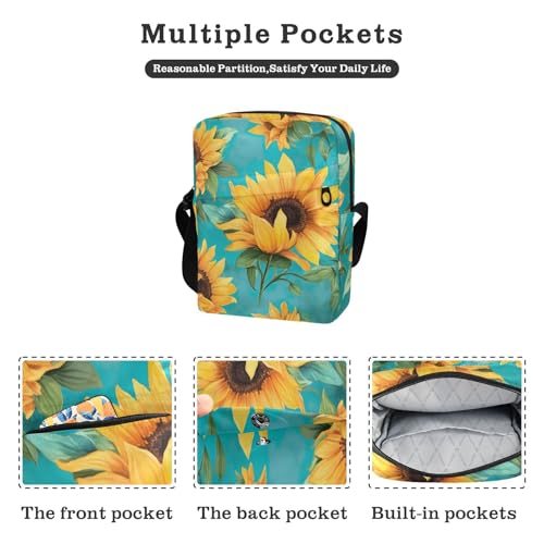 Crossbody Bag Sunflower Flower Messenger Bag for Women Men Purse Shoulder Bag Satchel Bag with Adjustable Strap 202a37932