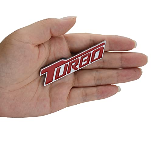 Image of 2 Pack Universal Metal Turbo Badge Emblem Car Auto Fender Trunk Tailgate Decal Sticker (Silver Red), Red,Silver