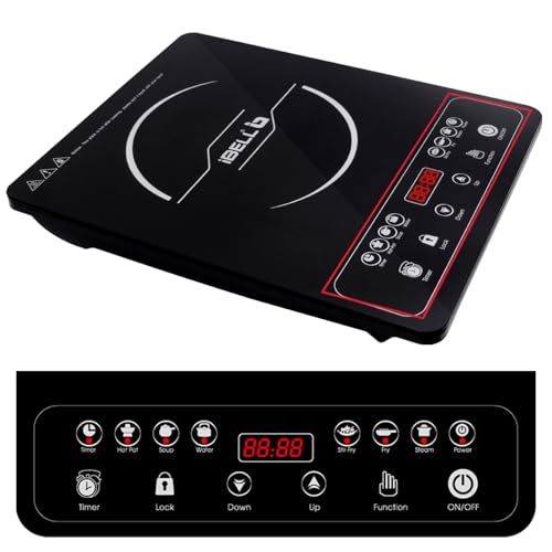 Image of iBELL 20YO 2000W Induction Cooktop with Full Touch Control, Auto Shut-Off & Overheat Protection, Crystal Glass Surface, 1+1 Year Warranty, Compact Design (Black)