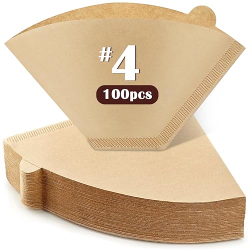 100 Count #4 Cone Coffee Filters 8-12 Cup, Natural Coffee Filters
