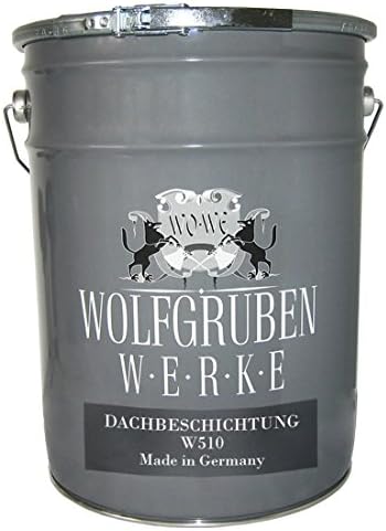 ROOF PAINT / COATING Type: WOLFGRUBEN WERKE (WO-WE) W510 for roofing tiles made of cement, eternite and concrete tile and for trapezoidal metal sheet roofs on residential buildings, factory and warehouse halls / MADE-IN-GERMANY / weatherproof and UV resistant / anthracite-GREY like RAL 7016 - 20 Liter
