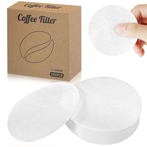 Wosyoodo 600 Pcs Papel de Filtro de Café 64 mm, Redondos Filtros Desechables, Blanco, Compatible con Aeropress Cafeteras Espresso