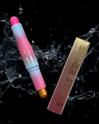 Image of SHINER STICKS Dual-colored Applicator Athletic Sunscreen Sticks, 14 Colors, SPF30 UVA & UVB Protection, Water-Resistant, Moisturizer, Glare Reduction, Easy application & removal (Pink & Gold)