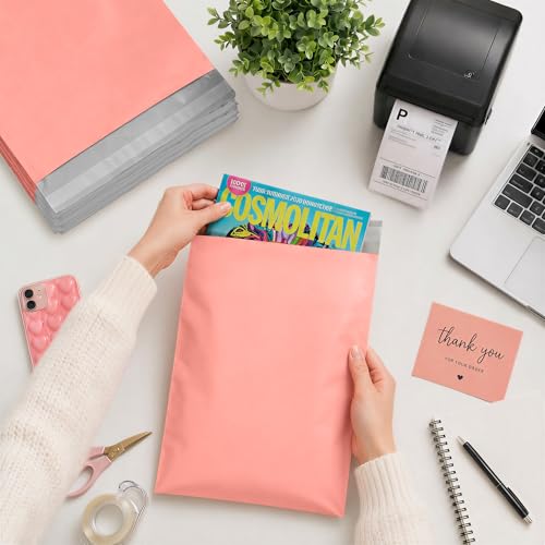 Image of Metronic Poly Mailers 10x13 100 Pcs | Medium Size Shipping Bags for Clothes | Large Poly Mailer Bags, Shipping Envelopes, Mailing Bags for Small Business, Strong Adhensive Poly Bags Pink