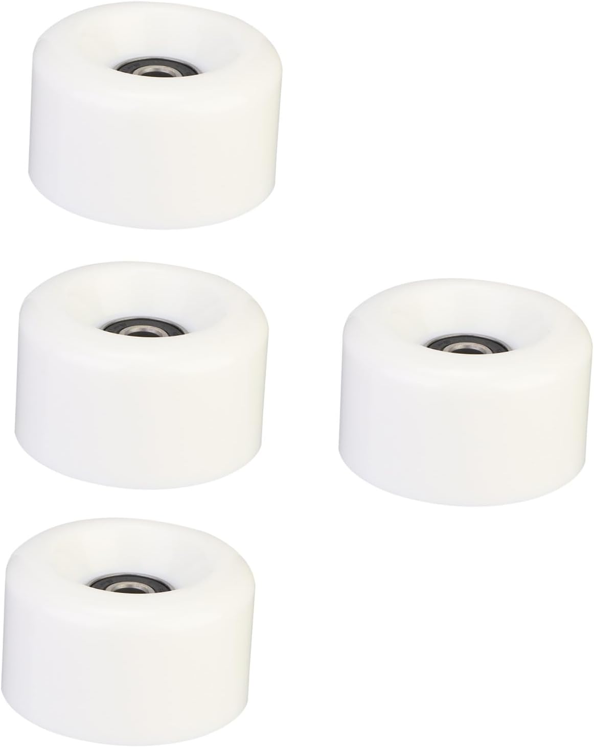 HEMOTON 4 Pieces Double-row Roller Skate Wheels with Bearings Wear-resistant White Pu Wheels Set for Inline and Quad Skates Suitable for Indoor and Outdoor Skating
