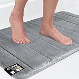 GORILLA GRIP Memory Foam Bath Mat, Soft Absorbent US Designed Bathroom Rug, Gripping Dots Machine Washable Bathmat, Cushioned Floor Mats, Shower Sink Rugs Room Décor Accessories, 24x17 Graphite Gray
