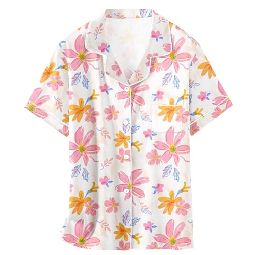 Image of Girls & Womens Satin Pajamas Set, Silk Button-Down Sleepwear 2 Piece Nightwear, 3 Years - Women XXL