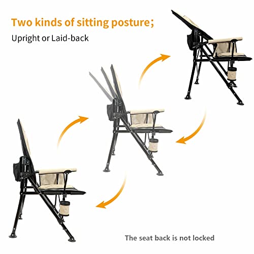 Realead Oversized Camping Chairs Heavy Duty Folding Chair Padded Support 400 Lbs,Portable Outdoor Lawn Chairs With Cup Holder,Adjustable High Back Beach Camp Chair With Lumbar Back Support For Outside #TOP2
