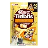 INABA Churu Tidbits Gatos - Receta Saludable de Pollo - Snack Tierno con Relleno Cremoso - Golosina Natural, sin Conservantes ni Colorantes - 36g (3 Packs x 12g)