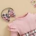 Awwpiely Newborn Baby Girl Holiday Outfit Long Sleeve Plaid Skirt Romper Dress Headband Socks Set Fashion Fall Winter Clothes (Pink, 12-18 Months)