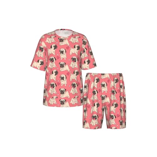 Pijama de dos piezas para hombre con estampado de perro carlino 5
