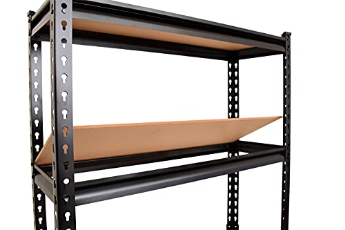 Image of Blue boy Adjustable Shelving 6 Tier- Metal Boltless Rack for Storage & Display /Garage Shelves /Organizer for Home & Kitchen (72 x 24 x 12 Inch /Black- Wooden Shelf)