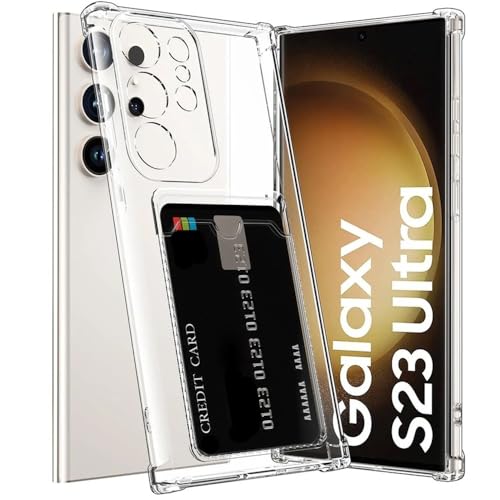 Étui transparent avec fente carte pour Samsung S24 Ultra et coque silicone Galaxy
