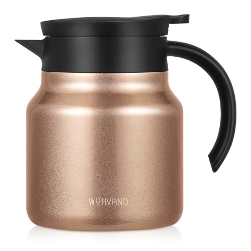 Image of Small Insulated Coffee Carafe, 27 oz, Keeps Hot for 12H, Copper | Thermal Carafe, One-Hand Pour, Leakproof Lid, Anti-Slip Base for Personal Use