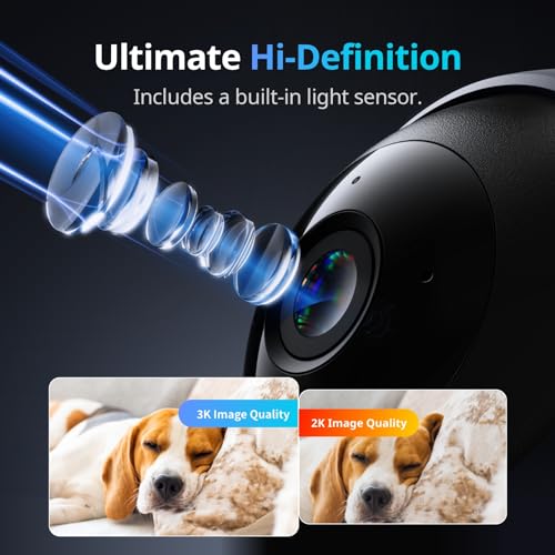 SwitchBot Home Security Camera 5MP - Pan/Tilt Cam 3K Super HD, 2.4Ghz Wi-Fi Plug-in for Baby Monitor/Pet Camera, 360° Motion Tracking, Human/Pet AI, Privacy Mode, Color Night Vision, Works with Alexa