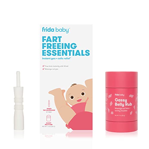 Image of Frida Baby Fart Freeing Essentials | Includes Windi and Gassy Belly Rub for Safe, Natural, and Instant Gas and Colic Relief for Infants and Babies