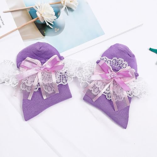 Image of Women Ruffle Socks, Double Layer Lace Butterfly Cute Frilly Girl Princess Cotton Ankle Socks