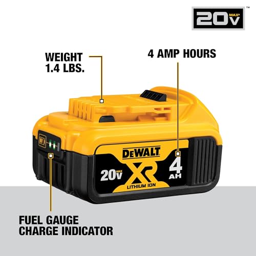 Image of DEWALT 20V MAX Lithium Ion Battery, 2 Ah and 4 Ah, 4-Pack, Fuel Gauge LED Charge Indicators (DCB324-4)