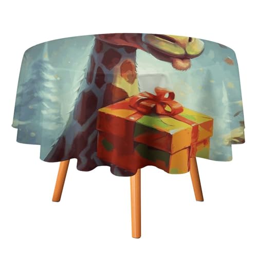Nappe ronde girafe infroissable qui protège la table des rayures
