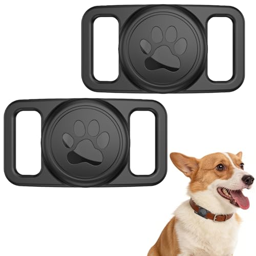 2 fundas protectoras de silicona para rastreador GPS Perro, collar de perro compatible con buscador de GPS, para mascotas y gatos, collares de perro, color negro