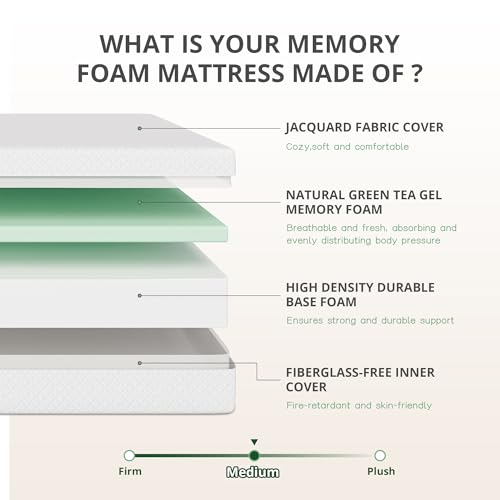 Image of Split King Adjustable Bed Base Frame and 10 inch Green Tea Memory Foam Mattress, Electric Bed Base w /Wireless Remote, Zero Gravity Bed, Head and Foot Incline, Anti-Snore,Easy Assembly