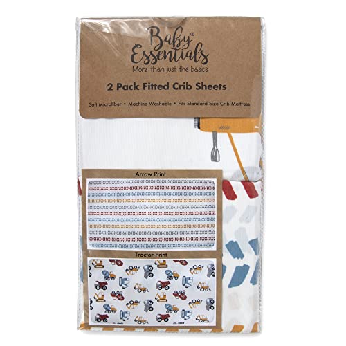 Image of Standard Microfiber Fitted Crib Sheets for Baby Girl, Baby Boy, and Neutral, 2 Pack Sheets Crib Essentials for Baby 28x52 (Trucks & Arrows)
