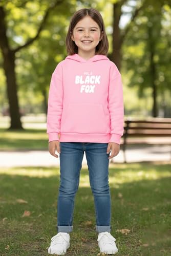 Black Fox Vol.3 Kids 1 Piece only Hooded Sweatshirt Print (S7370B -Large logo Front, Big logo on Back-Baby Pink Sweatshirt-White Print-7-8) - Image 2