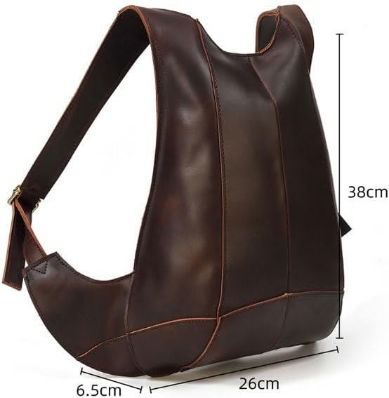 Men's Shaped Shoulder Bag Personalized Waistcoat Backpack Student Schoolbag Leather