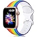 Lerobo Band Compatible with Apple Watch Bands 41mm 40mm 38mm for Women,Fancy Silicone Floral Printed Fadeless Pattern Replacement Bands for iWatch SE Series 8 7 Series 6 5 4 Serise 3 2 1,Rainbow S/M