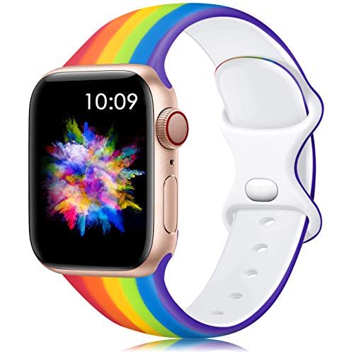Lerobo Band Compatible with Apple Watch Bands 41mm 40mm 38mm 42mm for Women Fancy Silicone Floral...