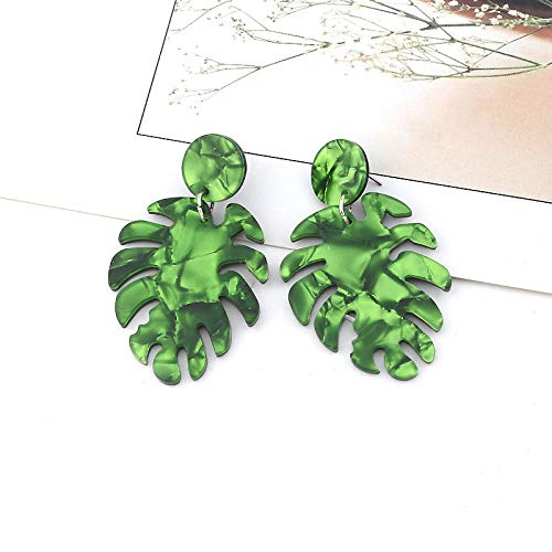 Fashion Acrylic Statement Palm Leaf Earrings Resin Tropical Plant Monstera Leaves Drop Dangle Earrings Jewelry For Women3