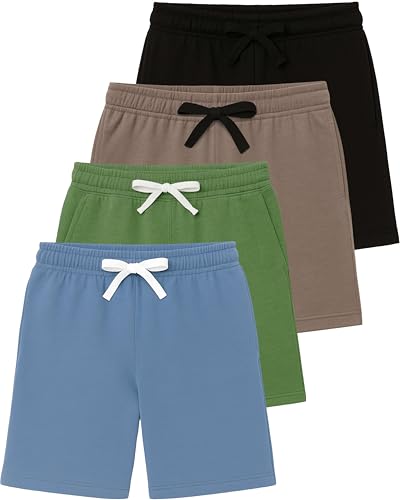 Real Essentials 3 Pack: Boys Fleece Lounge Shorts – Soft Pull-On Gym, School, Sleep & Active Sports Shorts for Kids