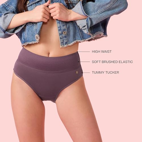 Image of Enamor Cotton Classic, All Day Comfort, High Waist Brief - Breathable, Antimicrobial with Stain Release, Outer Brushed Wide Elastic, Full Coverage - CW01