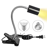 Reptile Heating Lamp and Plant Lamp, with Adjustable Temperature Switch and 360 Degree Rotating Metal Hose, UVA UVB Suitable for Lizards, Turtles, Plants and Other Reptiles and Plants..(with 2 Bulbs)