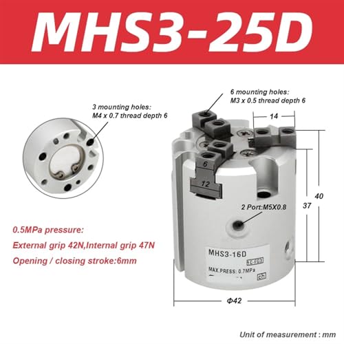 Pince pneumatique MHS3 avec serrage synchrone à double action - 3