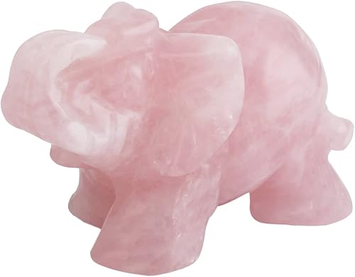 SUNYIK Figura de elefante en piedra tallada Amuleto Cuarzo rosa 1-cuarzo rosa 15