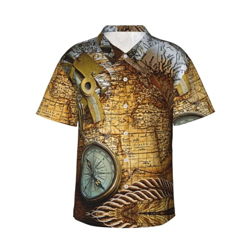Chemise hawaïenne boussole pour des vacances d'été décontractées à la plage