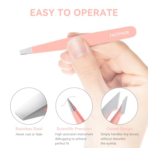 Facemade NO 4 Pack Tweezers Set - Professional Stainless Steel Tweezers For Men And Women, Precision Eyebrow Tweezers For Facial Hair, Chin thumb #5