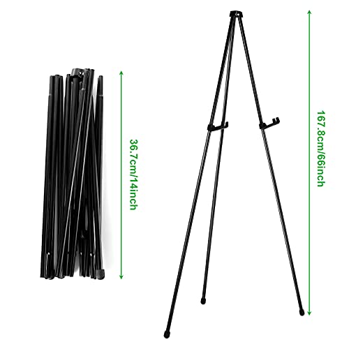 Certbuy 2 Pack 63 Inch Folding Easel For Signs Steel Black Easel Stand For Display Tripod Easels Adjustable Instant Easel Arts & Crafts Easels Stand For Wedding Sign Painting Pictures Poster #TOP1