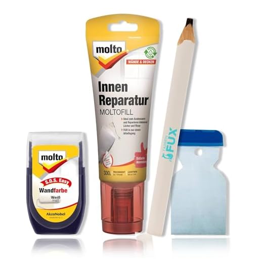 Molto REPARATUR-Set Ausbessern von Löcher Risse Schäden in Wand/Decke innen Farbe weiß