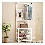 TIWAJO All-in-One Hall Tree with Bench, Coat Racks, and Shoe Bench for Entryway Organization