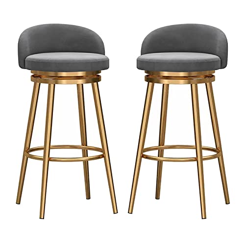 Chaises de bar dorées et velours haut de gamme style luxe pour comptoir d'îlot