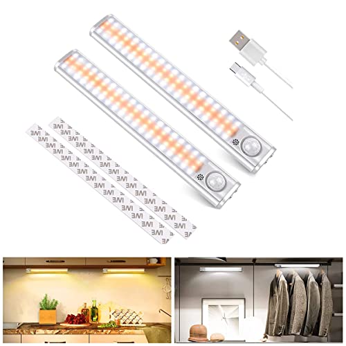 Preisvergleich Produktbild Schranklicht 80 Led Unterbauleuchte Küche Schrankbeleuchtung mit Bewegungsmelder Schrankbeleuchten mit Bewegungssensor 4 Modis Sensor Küchenleuchte Dimmbar USB Wiederaufladbar 2 Stück