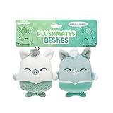 TeeTurtle Plushmates Besties Keychain Set - Myths and Cryptids - Cute Kawaii Gray and White Hippocampus - Plush Keychains That Hold Hands