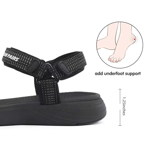 DREAM PAIRS DREAM PAIRS Women's Sport Athletic Sandals Outdoor Hiking Sandals,Size 8.5,Black,QDL19001L