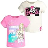 Barbie - Paquete de 2 camisetas para niñas, 6