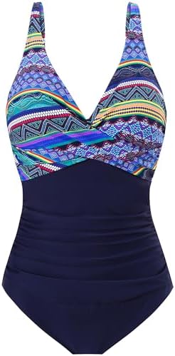 LA ORCHID Damen Badeanzug bauchweg Push up einteiliger Badeanzug bademode v Ausschnitt bademode high Waist für Urlaub