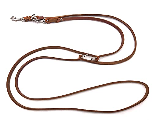 Hundeleine Fettleder kleine Hunde/große Hunde 2m / 2,40m / 2,80m / 3,50m / 5m Doppelleine verstellbar (2,40m X 8mm, Cognac)