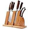 TUO Sharp Knife Set for Kitchen, 8 Piece Wooden Knife Block Set, Forged German Steel with Woodgrain Pakkawood Ergo Handle, Rust Resistant - Fiery Phoenix Series