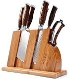 TUO Cutlery Knife Set with Wooden Block, Honing Steel and Shears-Forged HC German Steel X50CrMoV15 with Pakkawood Handle - Fiery Series 8pcs Knives Set